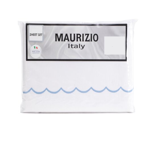 MAURIZIO ITALY White Made In Italy Scalloped Edge Sheet Set